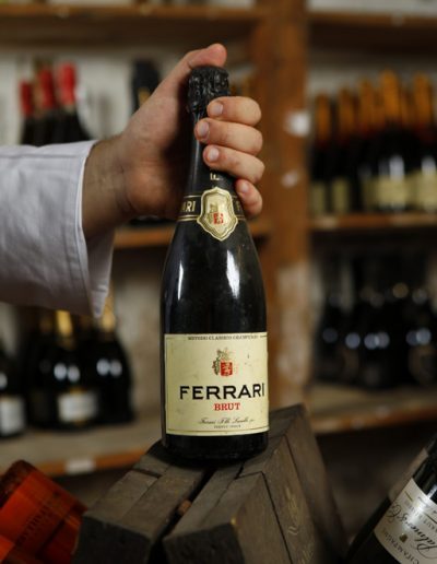 Bottiglia di Ferrari Brut metodo classico, scelta pregiata dalla cantina del Ristorante Bosco